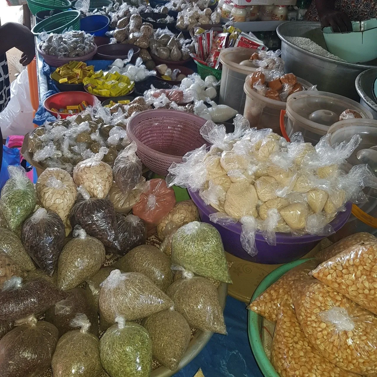 The choice of spices is enormous, including Maggi from Germany