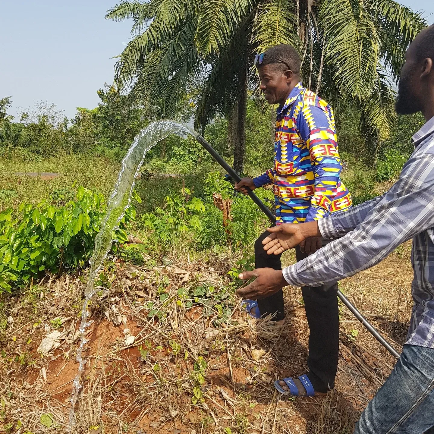 We hit water at 70 m and then drilled on to 90 m