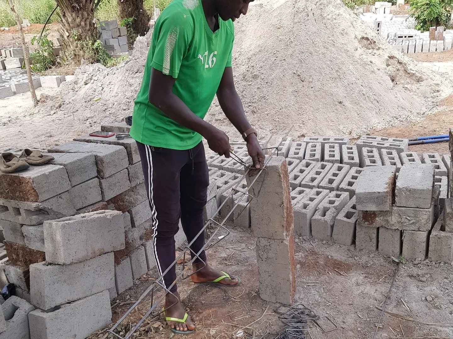 The reinforcement for foundations and concrete posts is bent and tied on site by specialists