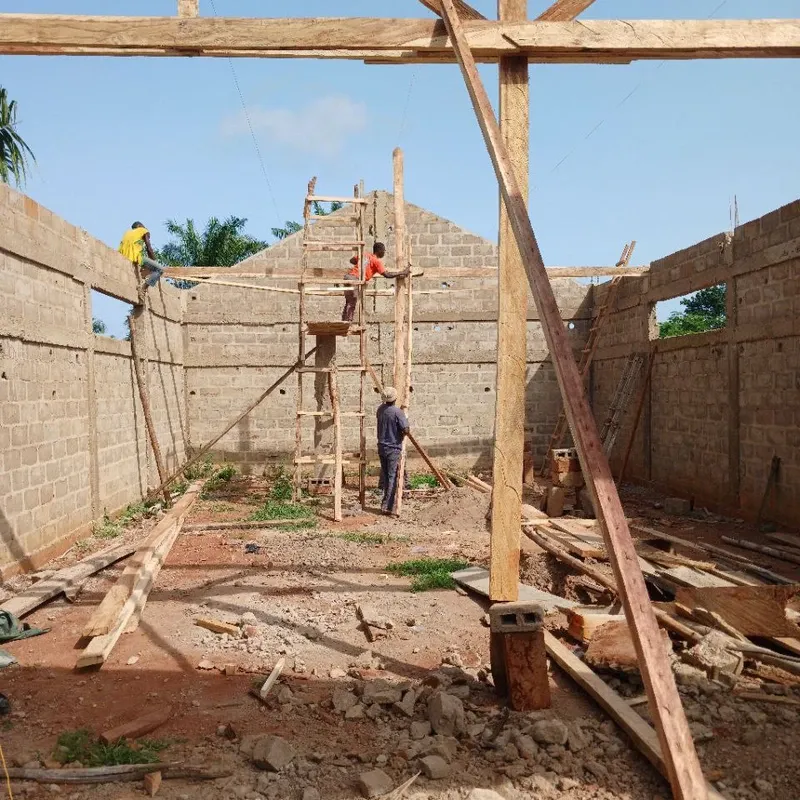 Construction of the barn is finally continuing