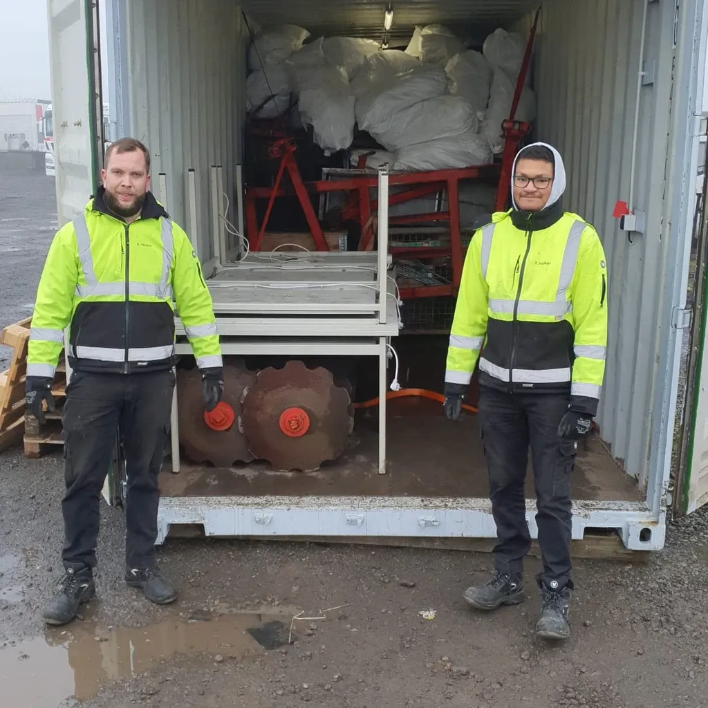 The container is loaded with great skill
